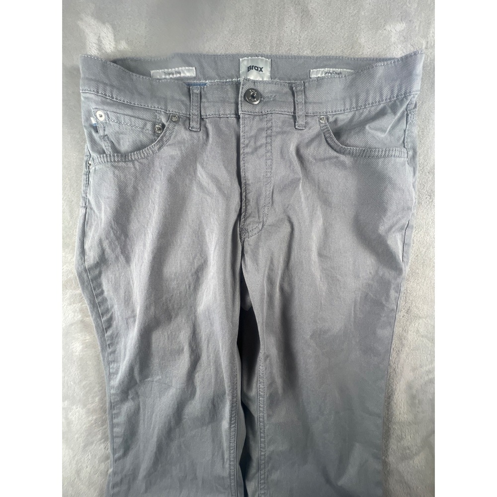 Brax Style Chuck Tritone Flex Grey Slim Fit Pants Mens 32/34 Textured 5-Pocket